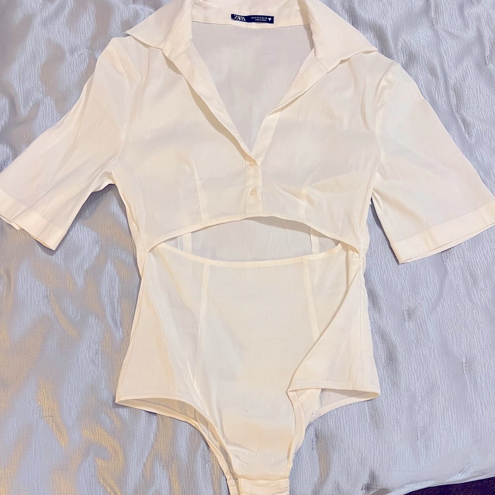 White bodysuit with cut-out from Zara - gently used